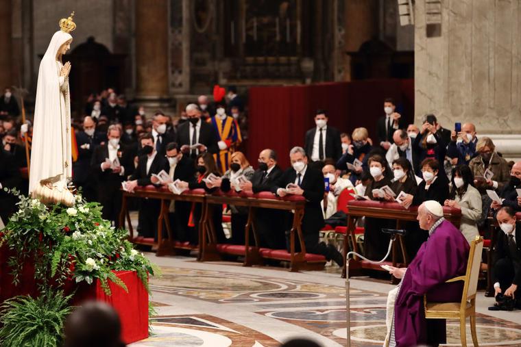 On March 25, Pope Francis consecrated all humanity, especially Russia and Ukraine, to the Immaculate Heart of Mary, stating that the act expressed complete trust in the Virgin Mary. On March 25, Pope Francis consecrated all humanity, especially Russia and Ukraine, to the Immaculate Heart of Mary, stating that the act expressed complete trust in the Virgin Mary.