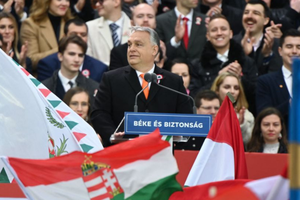 Hungarian Prime Minister Viktor Orban is applauded after giving a speech marking Hungary's Revolution and Independence Day on March 15, 2022 in front of the parliament building of Budapest. Hungarian Prime Minister Viktor Orban and opposition leader Peter Marki-Zay held separate mass rallies in Budapest ahead of an unpredictable parliamentary election scheduled for April 3, 2022. Hungarian Prime Minister Viktor Orban is applauded after giving a speech marking Hungary's Revolution and Independence Day on March 15, 2022 in front of the parliament building of Budapest. Hungarian Prime Minister Viktor Orban and opposition leader Peter Marki-Zay held separate mass rallies in Budapest ahead of an unpredictable parliamentary election scheduled for April 3, 2022.