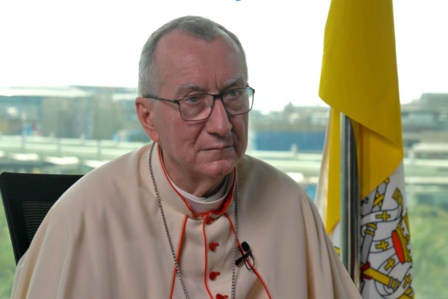 Vatican Secretary of State Cardinal Pietro Parolin talks to EWTN Vatican correspondent Colm Flynn on March 19, 2022. Vatican Secretary of State Cardinal Pietro Parolin talks to EWTN Vatican correspondent Colm Flynn on March 19, 2022.