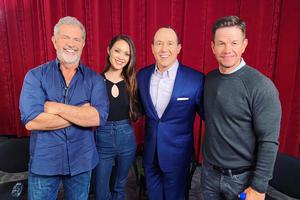 L-R: Actor Mel Gibson, writer and director Rosalind Ross, Raymond Arroyo of EWTN’s ‘The World Over’ and actor and producer Mark Wahlberg smile in Culver City, California, on March 22. L-R: Actor Mel Gibson, writer and director Rosalind Ross, Raymond Arroyo of EWTN’s ‘The World Over’ and actor and producer Mark Wahlberg smile in Culver City, California, on March 22.