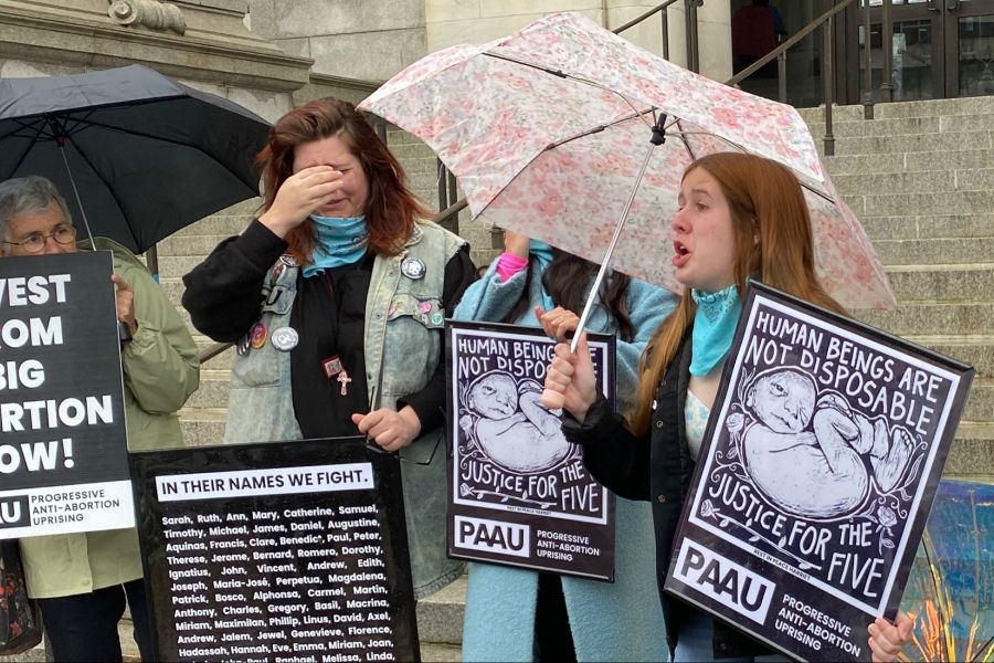 Progressive Anti-Abortion Uprising holds a protest outside the office of District of Columbia mayor Muriel Bowser, April 7, 2022. Progressive Anti-Abortion Uprising holds a protest outside the office of District of Columbia mayor Muriel Bowser, April 7, 2022.