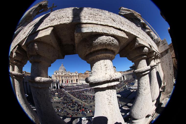 A fish-eye lens view of St. Peter's Square during Pope Francis' Sunday Palm Mass on April 10. The Vatican continues to be a bustle of activity, from the administrative and instructional to the diplomatic and humanitarian. A fish-eye lens view of St. Peter's Square during Pope Francis' Sunday Palm Mass on April 10. The Vatican continues to be a bustle of activity, from the administrative and instructional to the diplomatic and humanitarian.