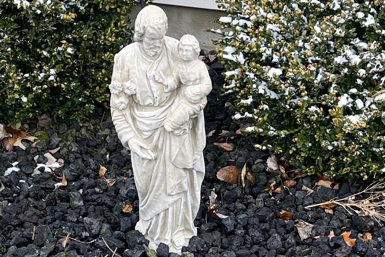A statue of St. Joseph stands at the home of the writer A statue of St. Joseph stands at the home of the writer