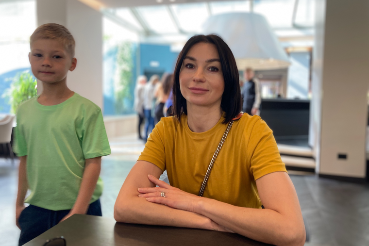 Oxana and her son pose for a picture in Rome. Oxana and her son pose for a picture in Rome.