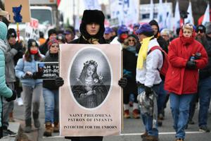 Pro-life activists march during the 49th annual March for Life, on January 21, 2022, in Washington, DC. Pro-life activists march during the 49th annual March for Life, on January 21, 2022, in Washington, DC.