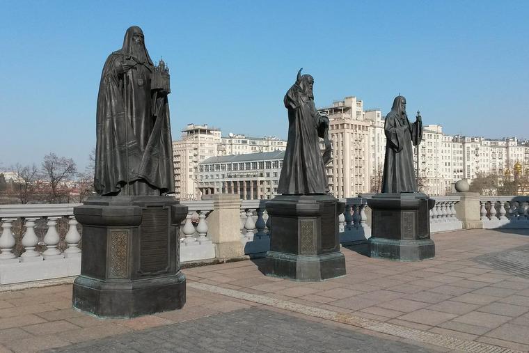 Statues of Church Fathers in Moscow Photo Statues of Church Fathers in Moscow Photo