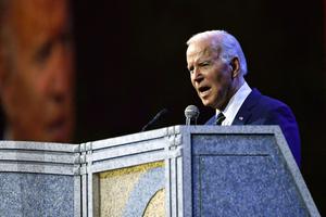 President Joe Biden addresses the 40th International Brotherhood of Electrical Workers (IBEW) International Convention at McCormick Place convention center in Chicago, Illinois on May 11, 2022. President Joe Biden addresses the 40th International Brotherhood of Electrical Workers (IBEW) International Convention at McCormick Place convention center in Chicago, Illinois on May 11, 2022.