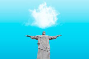 The Christ the Redeemer statue is shown overlooking Rio de Janeiro. The Christ the Redeemer statue is shown overlooking Rio de Janeiro.