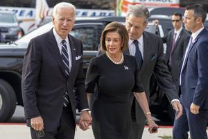 Joe Biden, Nancy Pelosi and Paul Pelosi arrive for the funeral of Rep. Elijah Cummings at New Psalmist Baptist Church on Oct. 25, 2019, in Baltimore. Joe Biden, Nancy Pelosi and Paul Pelosi arrive for the funeral of Rep. Elijah Cummings at New Psalmist Baptist Church on Oct. 25, 2019, in Baltimore.