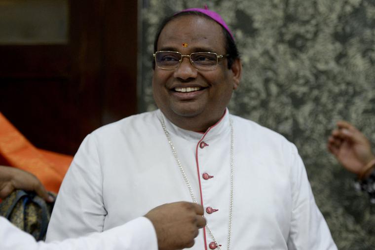 Archbishop Anthony Poola of Hyderabad smiles at a welcome ceremony by the clergy and faithful at the bishop’s house in Hyderabad on May 30, following his appointment as a cardinal by Pope Francis. The consistory will be held later this summer. Archbishop Anthony Poola of Hyderabad smiles at a welcome ceremony by the clergy and faithful at the bishop’s house in Hyderabad on May 30, following his appointment as a cardinal by Pope Francis. The consistory will be held later this summer.