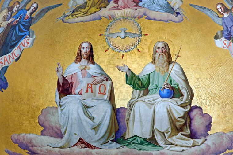 “Holy Trinity,” Detail of 19th-Century Fresco in Altlerchenfelder Church, Vienna, Austria. “Holy Trinity,” Detail of 19th-Century Fresco in Altlerchenfelder Church, Vienna, Austria.