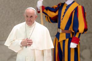 Pope Francis gives his weekly general audience in the Paul VI Hall at Vatican City on October 13, 2021. Pope Francis gives his weekly general audience in the Paul VI Hall at Vatican City on October 13, 2021.