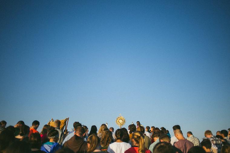Students take part in a Eucharistic procession led by St. John XXIII Catholic Parish across Colorado State University. Students take part in a Eucharistic procession led by St. John XXIII Catholic Parish across Colorado State University.