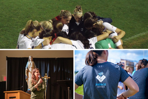 Samantha Kelley speaks at Ave Maria University. Her camps and events promote a Catholic, feminine-focused view of athletics. Samantha Kelley speaks at Ave Maria University. Her camps and events promote a Catholic, feminine-focused view of athletics.