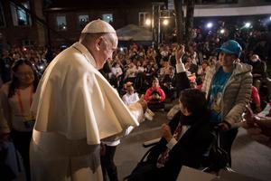 Locals greet Pope Francis in Bogota, Colombia on September 7, 2017 during his September 6-11 papal visit to the country. Locals greet Pope Francis in Bogota, Colombia on September 7, 2017 during his September 6-11 papal visit to the country.