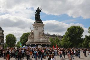 French and American women protest the US Supreme Court's decision to overturn Roe v. Wade and Casey v. Planned Parenthood in the Place de La Republique June 26 in Paris. French and American women protest the US Supreme Court's decision to overturn Roe v. Wade and Casey v. Planned Parenthood in the Place de La Republique June 26 in Paris.