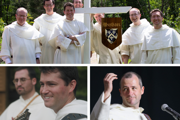 Clockwise from top: Members of the Hillbilly Thomists including Father Thomas Joseph White, Father Simon Teller, and Father Peter Gautsch. Father Justin and Father Jonah. Clockwise from top: Members of the Hillbilly Thomists including Father Thomas Joseph White, Father Simon Teller, and Father Peter Gautsch. Father Justin and Father Jonah.