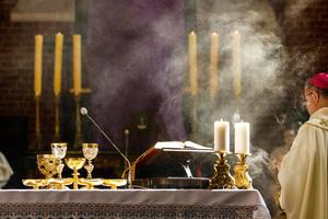 The Chrism Mass is offered in the Cathedral Church of St. John the Baptist and St. John the Evangelist in Torun, Poland, on April 18, 2019. The Chrism Mass is offered in the Cathedral Church of St. John the Baptist and St. John the Evangelist in Torun, Poland, on April 18, 2019.