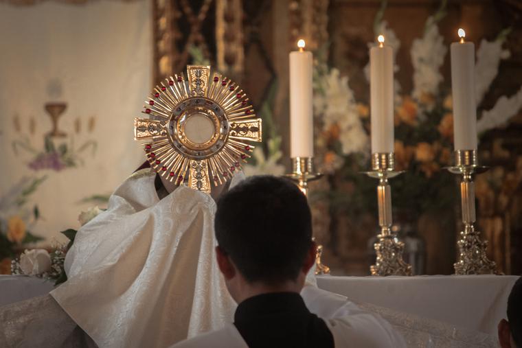 Argentine priest Father Carlos Spahn, founder and superior of the Religious Family of the Immaculate Heart and Divine Mercy, who is currently ministering in Mexico, led the eucharistic adoration service. Argentine priest Father Carlos Spahn, founder and superior of the Religious Family of the Immaculate Heart and Divine Mercy, who is currently ministering in Mexico, led the eucharistic adoration service.