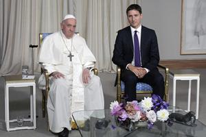Pope Francis meets with Prime Minister Justin Trudeau of Canada at the Citadelle during his visit to Quebec City July 27. Pope Francis meets with Prime Minister Justin Trudeau of Canada at the Citadelle during his visit to Quebec City July 27.