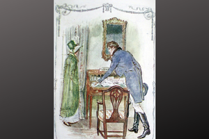 Illustrated page in 'Persuasion' in Chapter 23 where Frederick comes back to place his letter before Anne. Illustrated page in 'Persuasion' in Chapter 23 where Frederick comes back to place his letter before Anne.