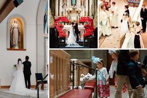 Clockwise from left: The Wagner, Nalepa, Malloy and Vitale weddings honored Mary with prayer and flowers. Clockwise from left: The Wagner, Nalepa, Malloy and Vitale weddings honored Mary with prayer and flowers.