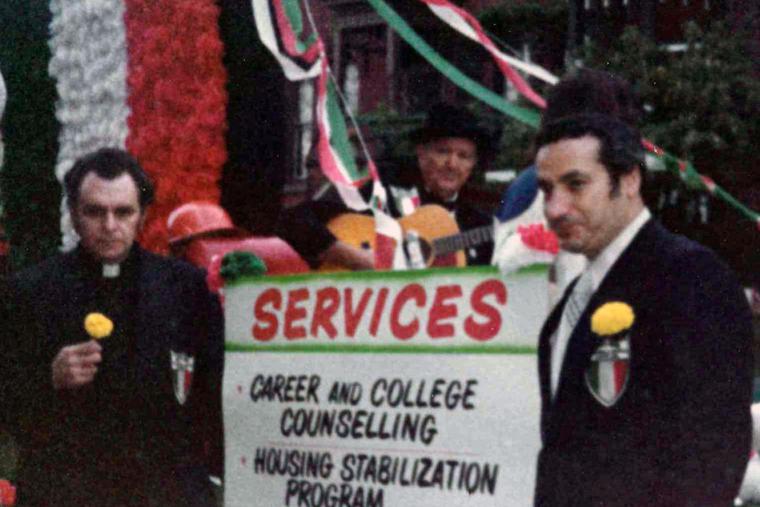 Father Geno Baroni (l) and Steven Adubato Sr. attend a Columbus Day Parade in Newark, New Jersey, sometime in the 1970s. Father Geno Baroni (l) and Steven Adubato Sr. attend a Columbus Day Parade in Newark, New Jersey, sometime in the 1970s.