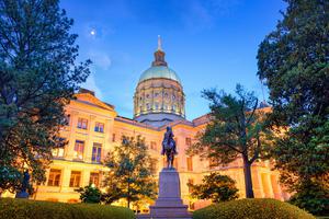 The Georgia State Capitol stands in Atlanta. The Georgia State Capitol stands in Atlanta.