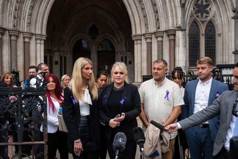 Hollie Dance (C-L) and Paul Battersbee (C-R), the mother and father of Archie Battersbee, speak to the media as they leave the Royal Courts of Justice after winning an appeal for his case to be heard again, on June 29, 2022 in London, England. Hollie Dance (C-L) and Paul Battersbee (C-R), the mother and father of Archie Battersbee, speak to the media as they leave the Royal Courts of Justice after winning an appeal for his case to be heard again, on June 29, 2022 in London, England.