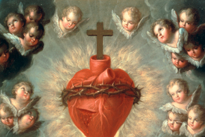Sacred Heart of Jesus surrounded by angels. Sacred Heart of Jesus surrounded by angels.