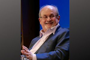 Salman Rushdie at the 2016 Hay Festival. Salman Rushdie at the 2016 Hay Festival.