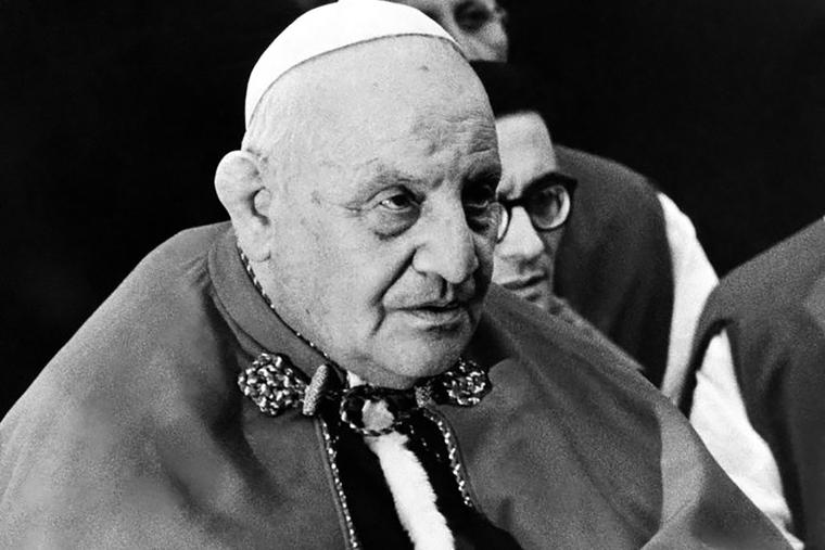 Pope John XXIII is pictured during prayer at the Vatican in 1963.