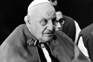 Pope John XXIII is pictured during prayer at the Vatican in 1963.