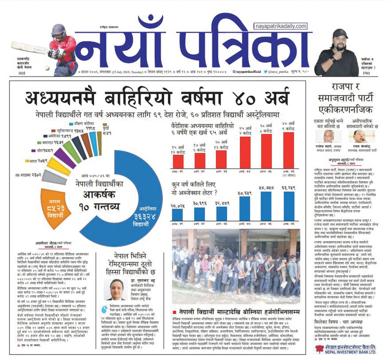 Rs40 billion outflow  by Nepali students