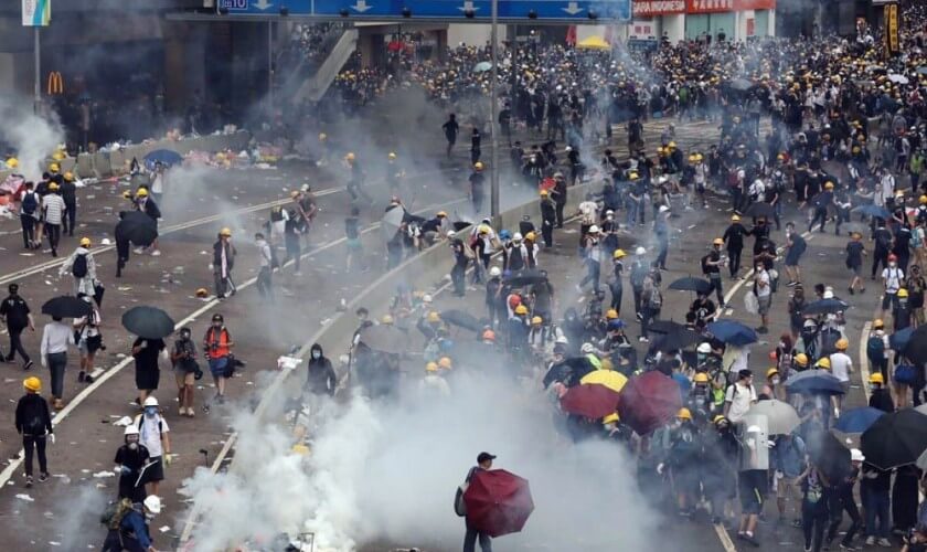 Two Nepalis held in Hong Kong protest