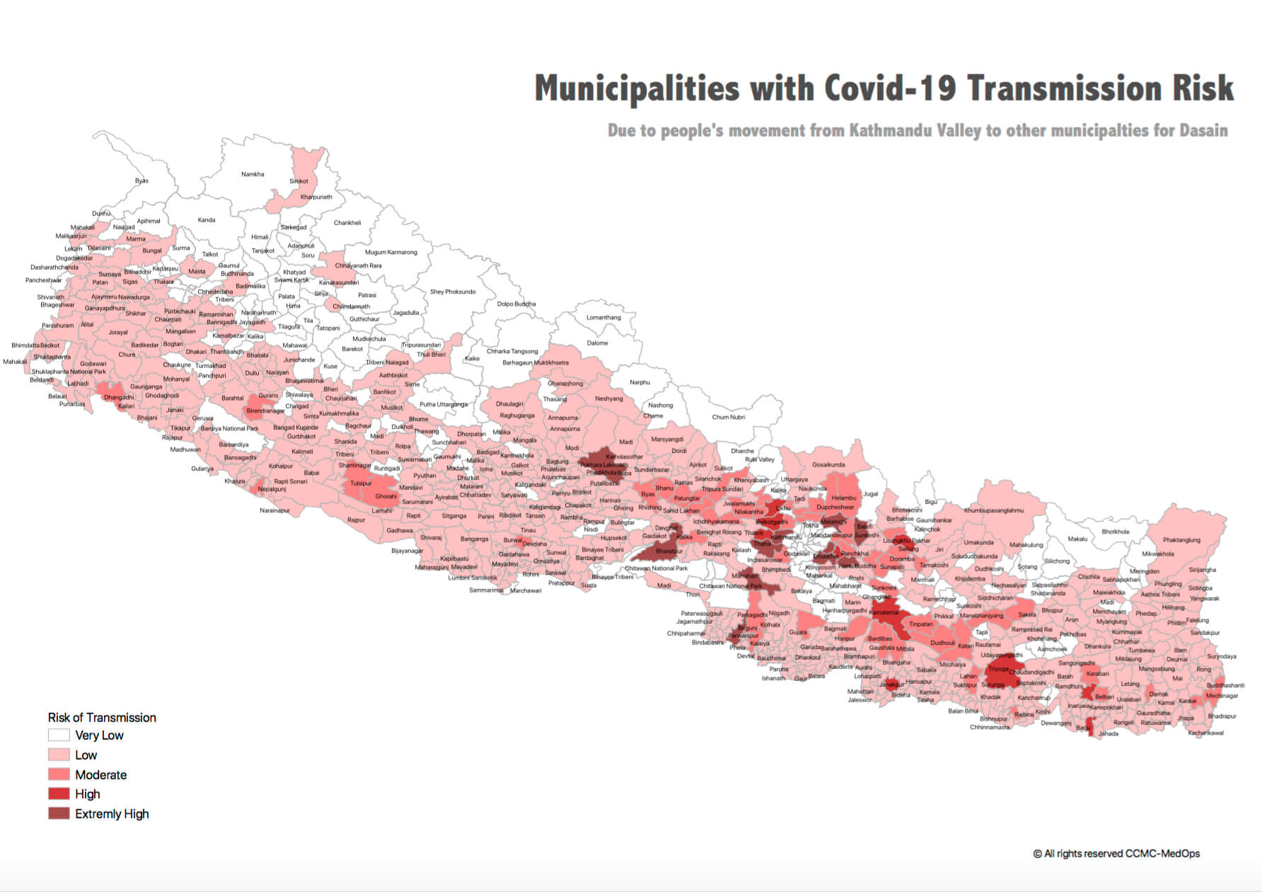 Heat map of Nepal’s Covid-19 hotspots