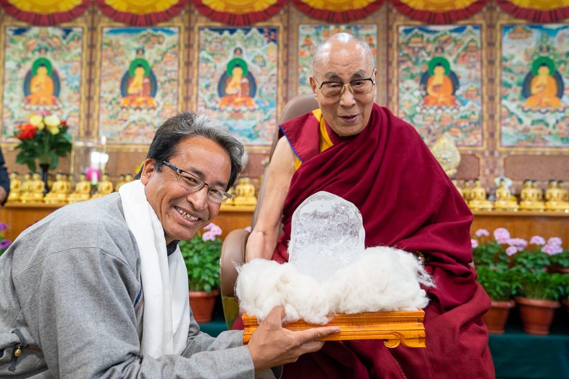 Dalai Lama gets block of glacial ice