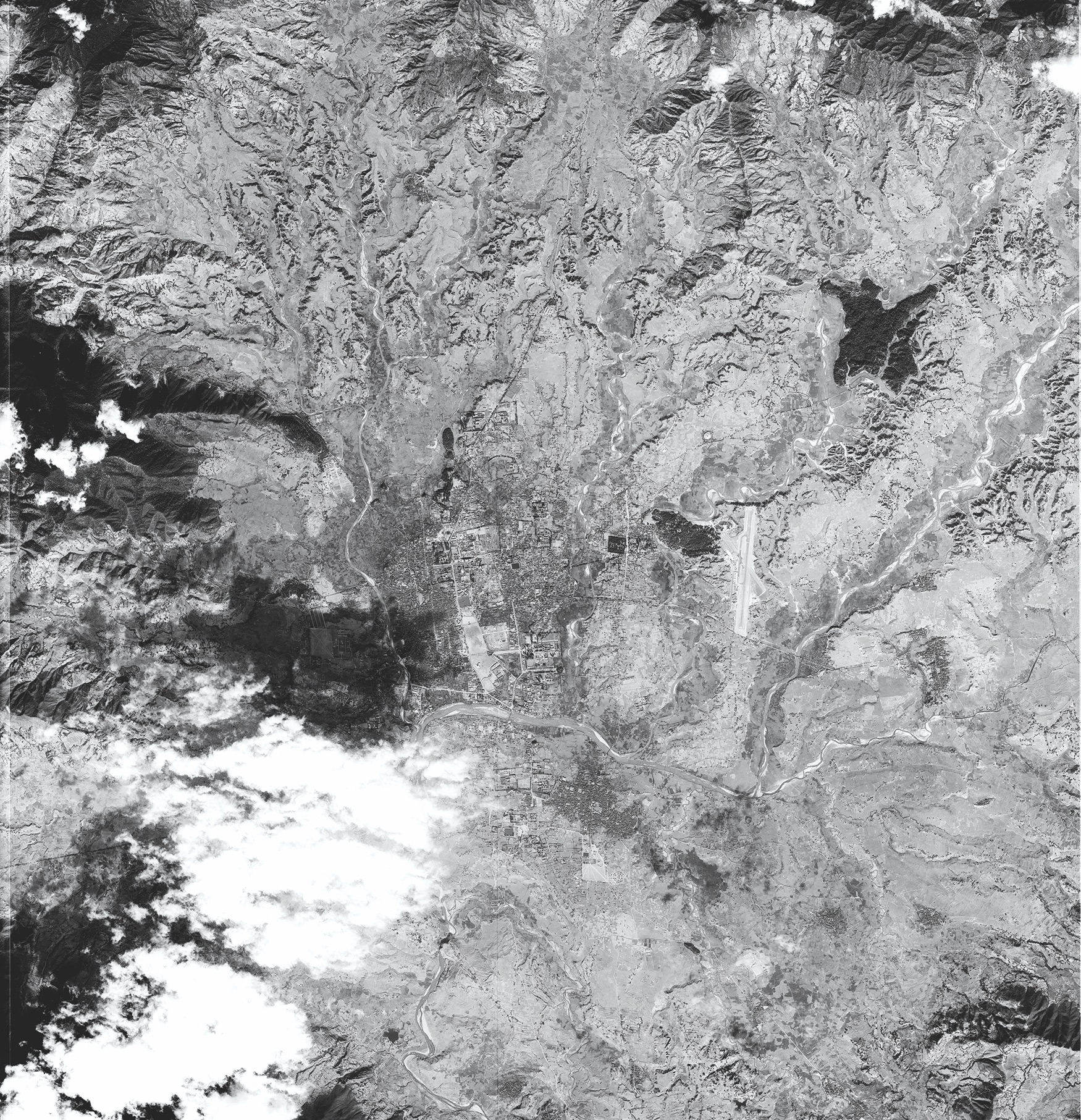 Kathmandu from space 60 years apart