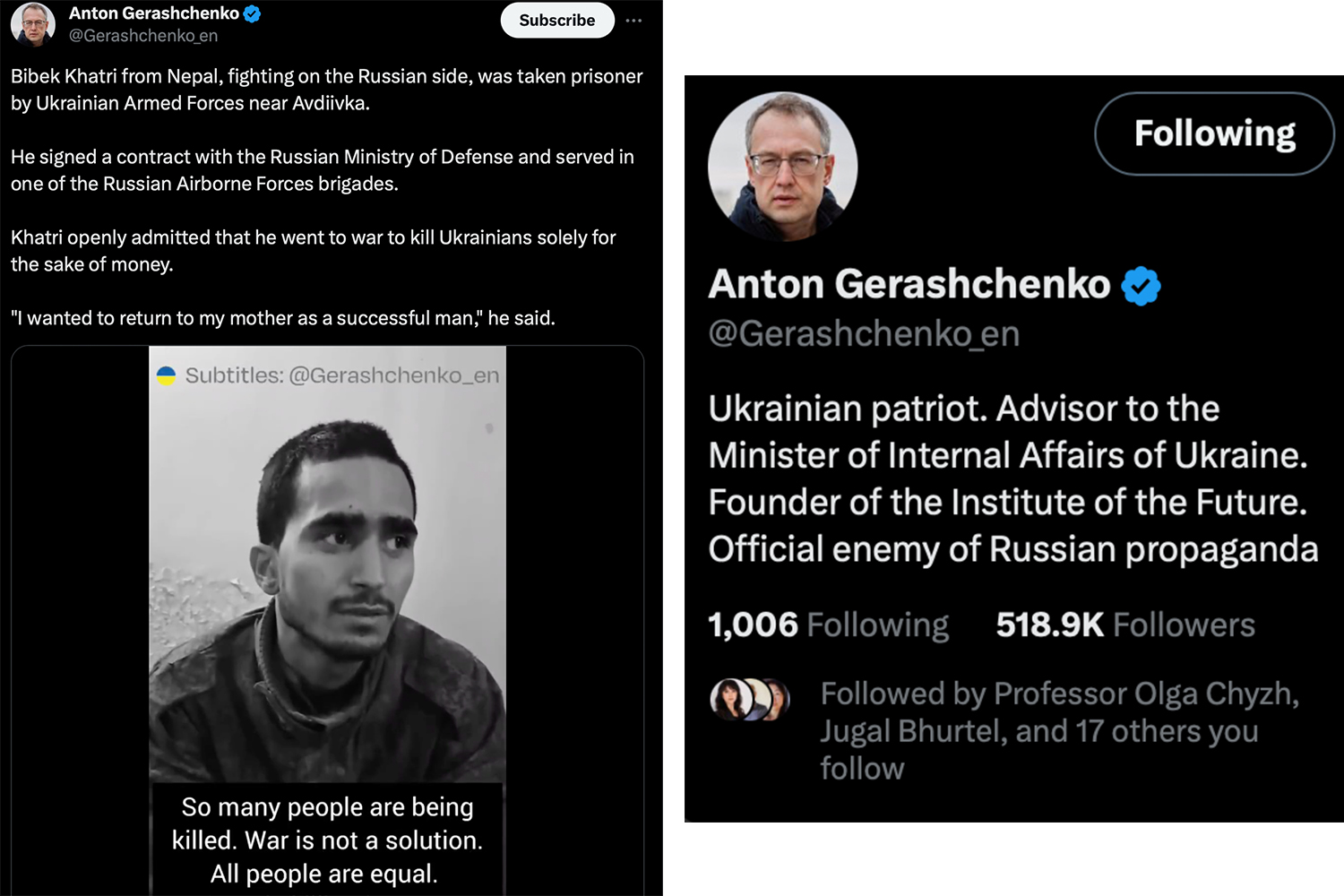 Nepali soldier captured in Ukraine