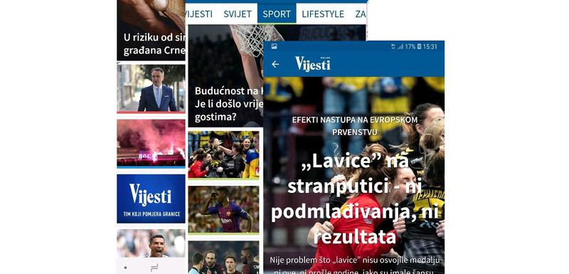 Novi izgleda aplikacije Vijesti