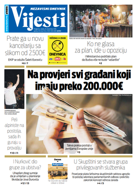 Naslovna strana "Vijesti" za 26. decembar