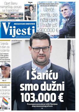 Naslovna strana "Vijesti" za 30. decembar