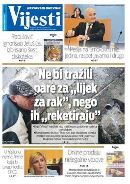 Naslovna strana "Vijesti" za 3. januar