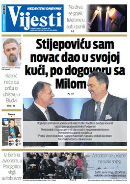 Naslovna strana "Vijesti" za 10. januar
