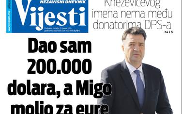 Naslovna strana Vijesti za 13. januar