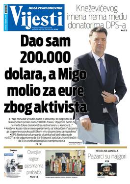 Naslovna strana "Vijesti" za 13. januar