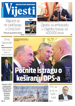 Naslovna strana "Vijesti" za 14. januar
