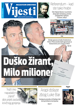 Naslovna strana "Vijesti" za 28. januar