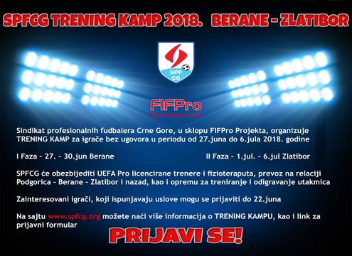 Sindikat profesionalnih fudbalera Crne Gore trening kamp