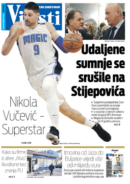 Naslovna strana "Vijesti" za 2. februar